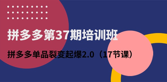 赚钱国内电商项目,拼多多第37期培训班:拼多多单品裂变起爆2.0